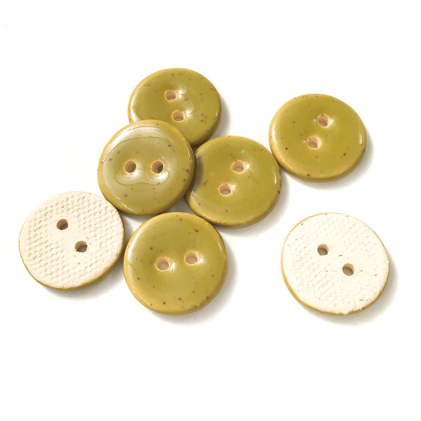 Speckled Olive Green Ceramic Buttons - Mossy Green Clay Buttons - 3/4" (ws-222)