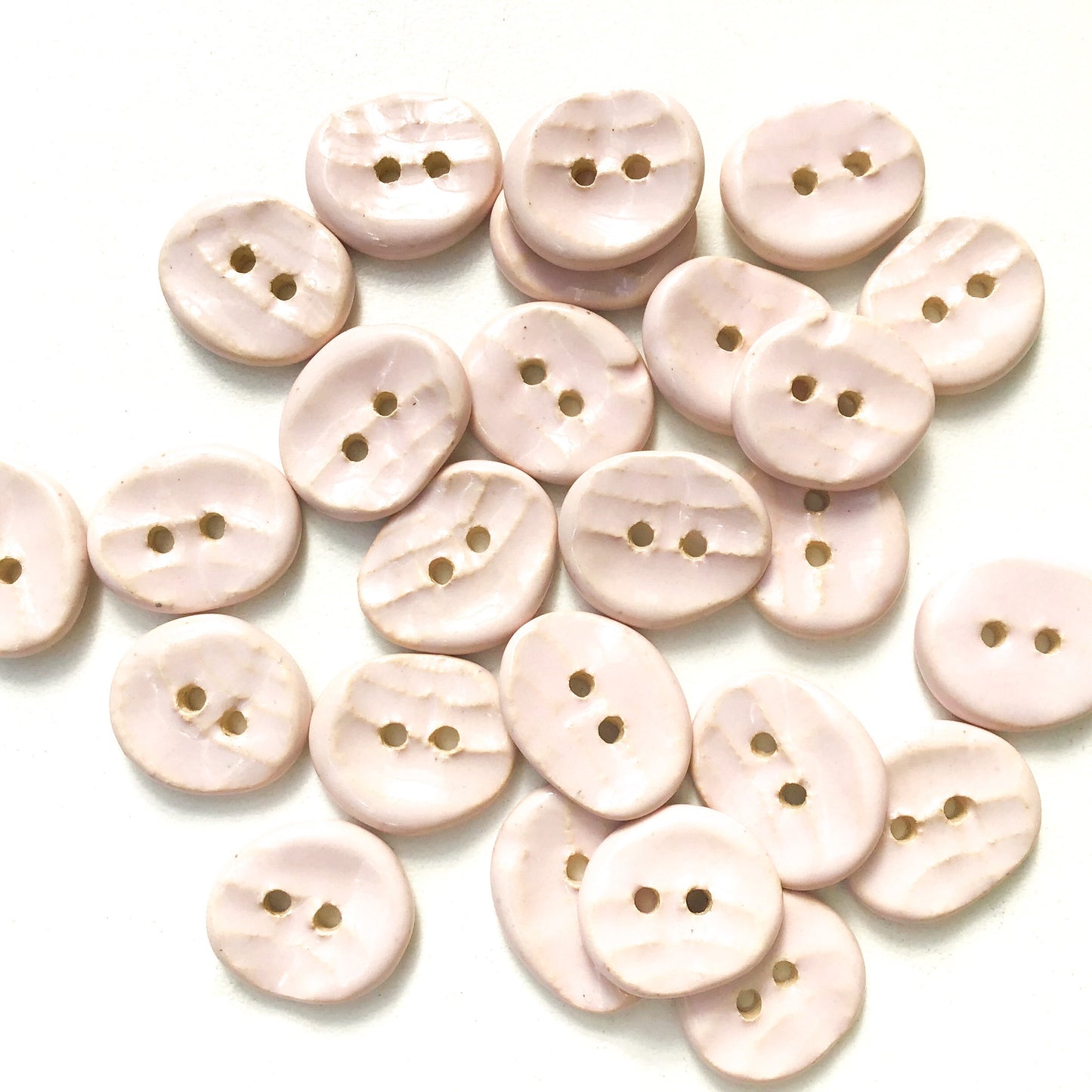 Soft Pink Ceramic Buttons - Light Pink Clay Buttons - 3/4" x 5/8"