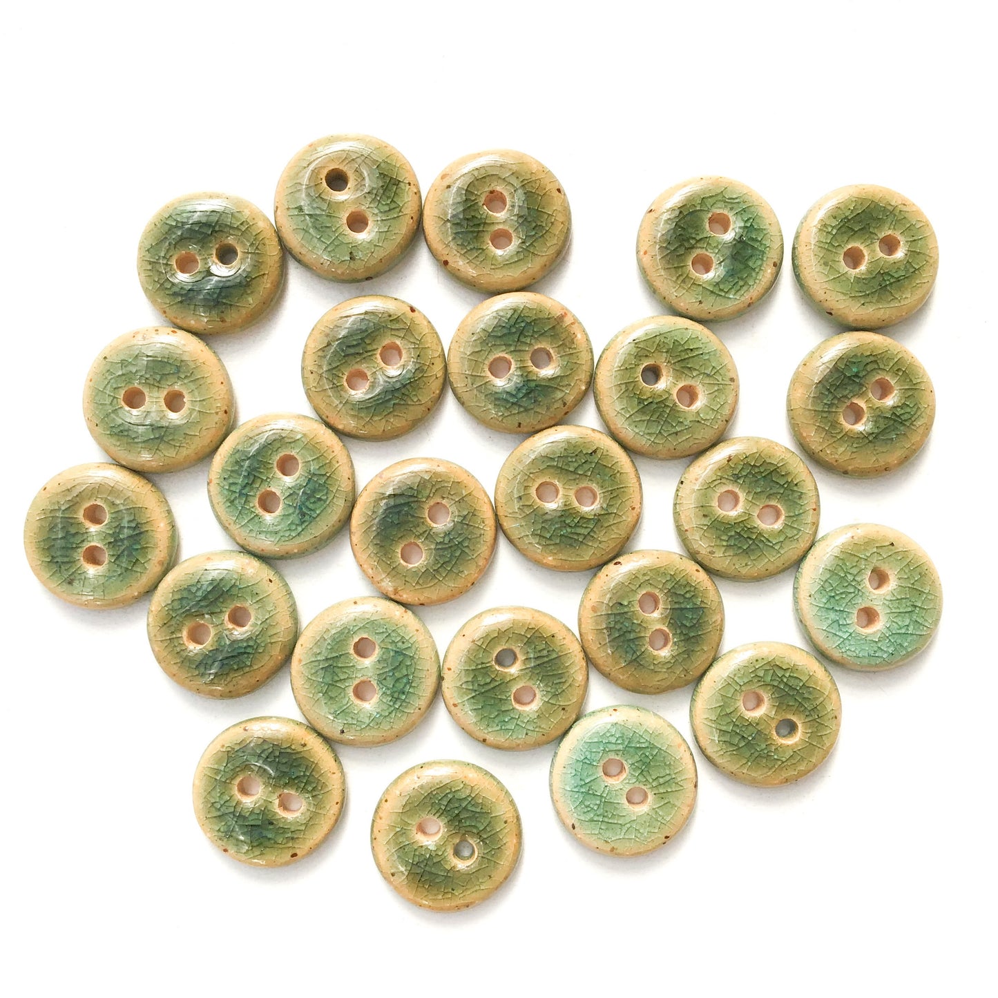 Blue-Green Crackle Ceramic Buttons - Turquoise Clay Buttons - 9/16" (ws-11)