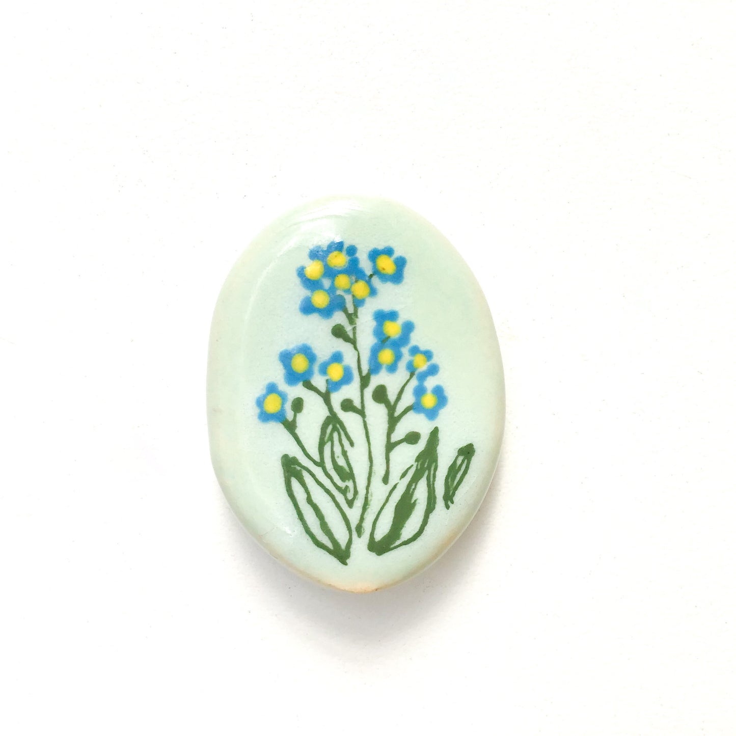Oval Handmade Flower Beads - Ceramic Flower Beads - 1 3/8" x  1" x 1/4"