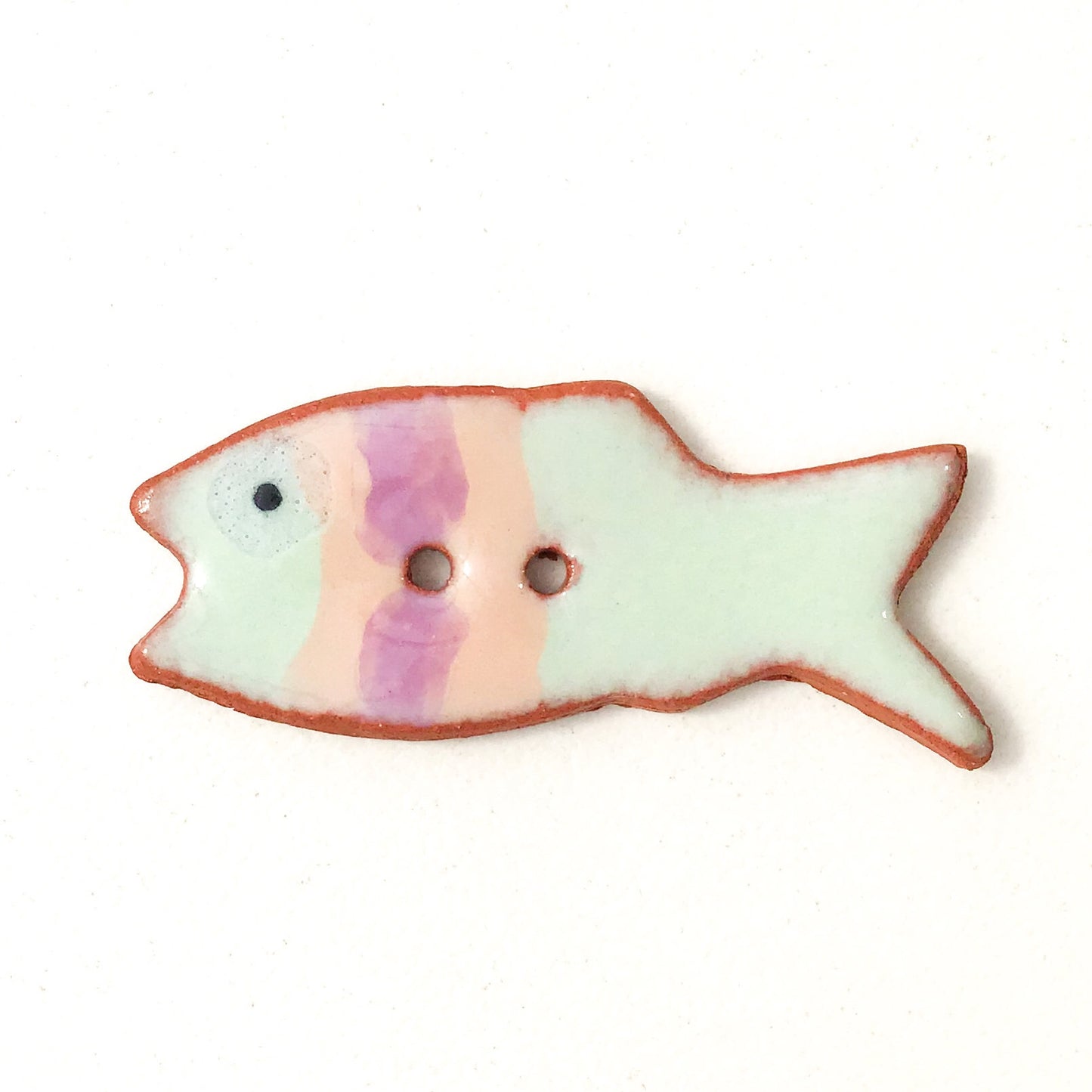 Colorful Fish Ceramic Buttons - Clay Fish Buttons - 1/2" x 1 1/4"