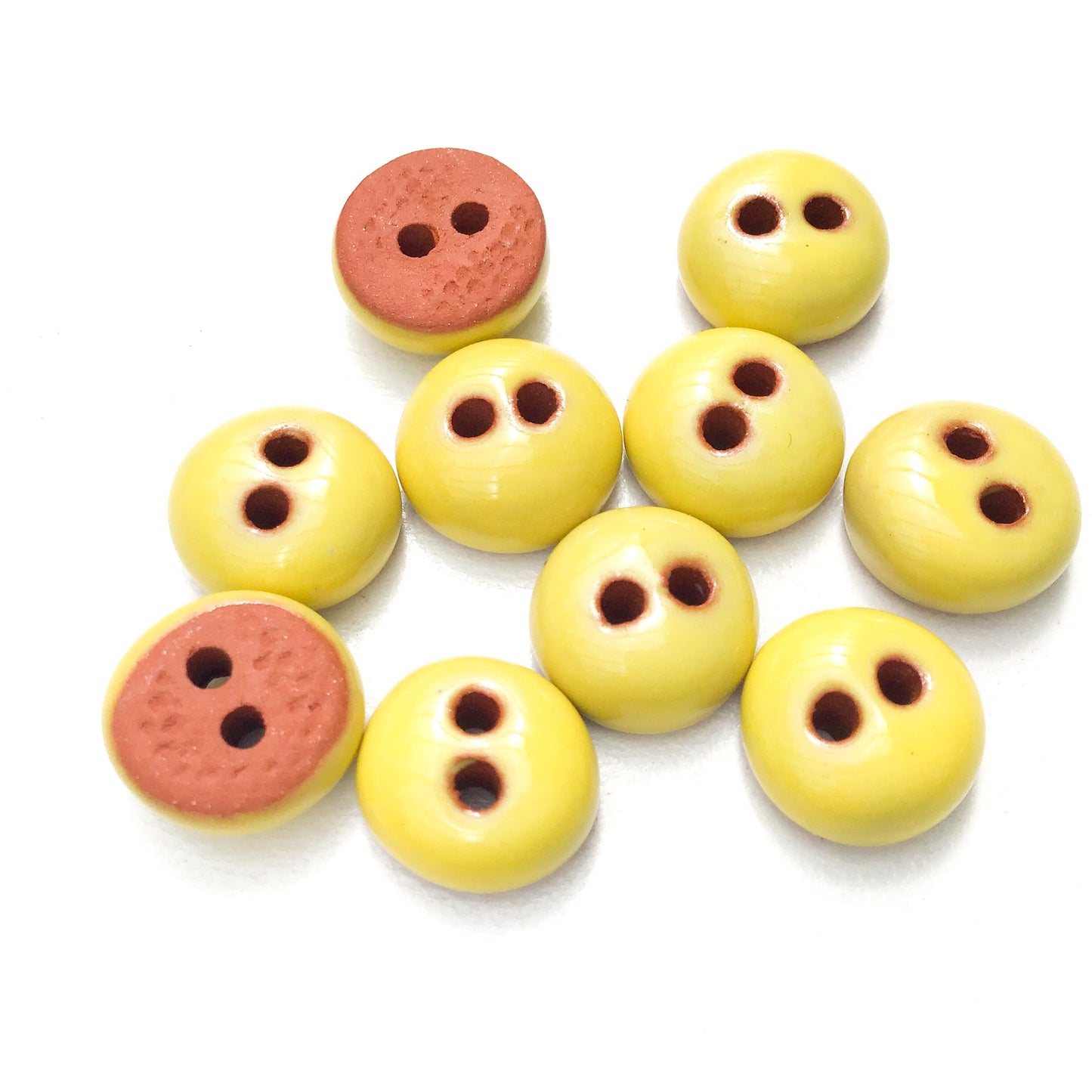 Chartreuse Ceramic Buttons - Hand Made Clay Buttons - 7/16" - 10 Pack