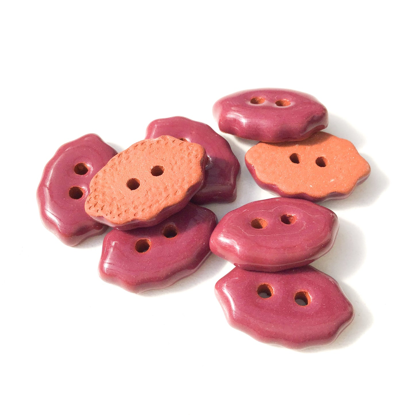 Burgundy Oval Clay Buttons - Wine Colored Clay Buttons - 1/2" x 3/4" - 8 Pack