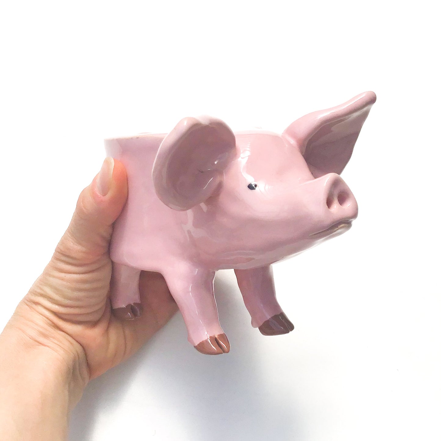 Pink Pig Pot - Ceramic Pig Planter