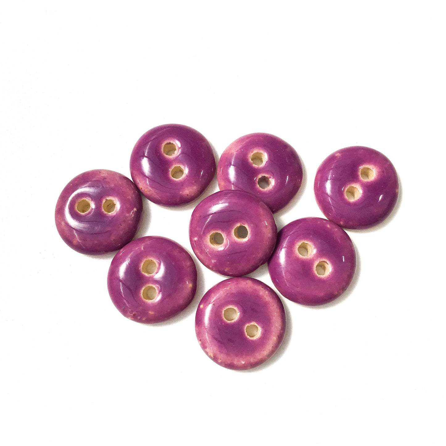 Deep Purple Ceramic Buttons - Purple Clay Buttons - 9/16" - 7 or 8 Pack