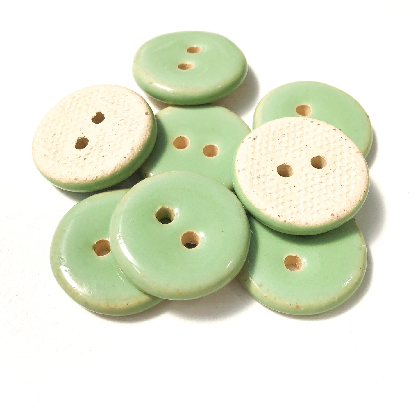 Mint Green Ceramic Buttons - Light Green Clay Buttons - 3/4" - 8 Pack