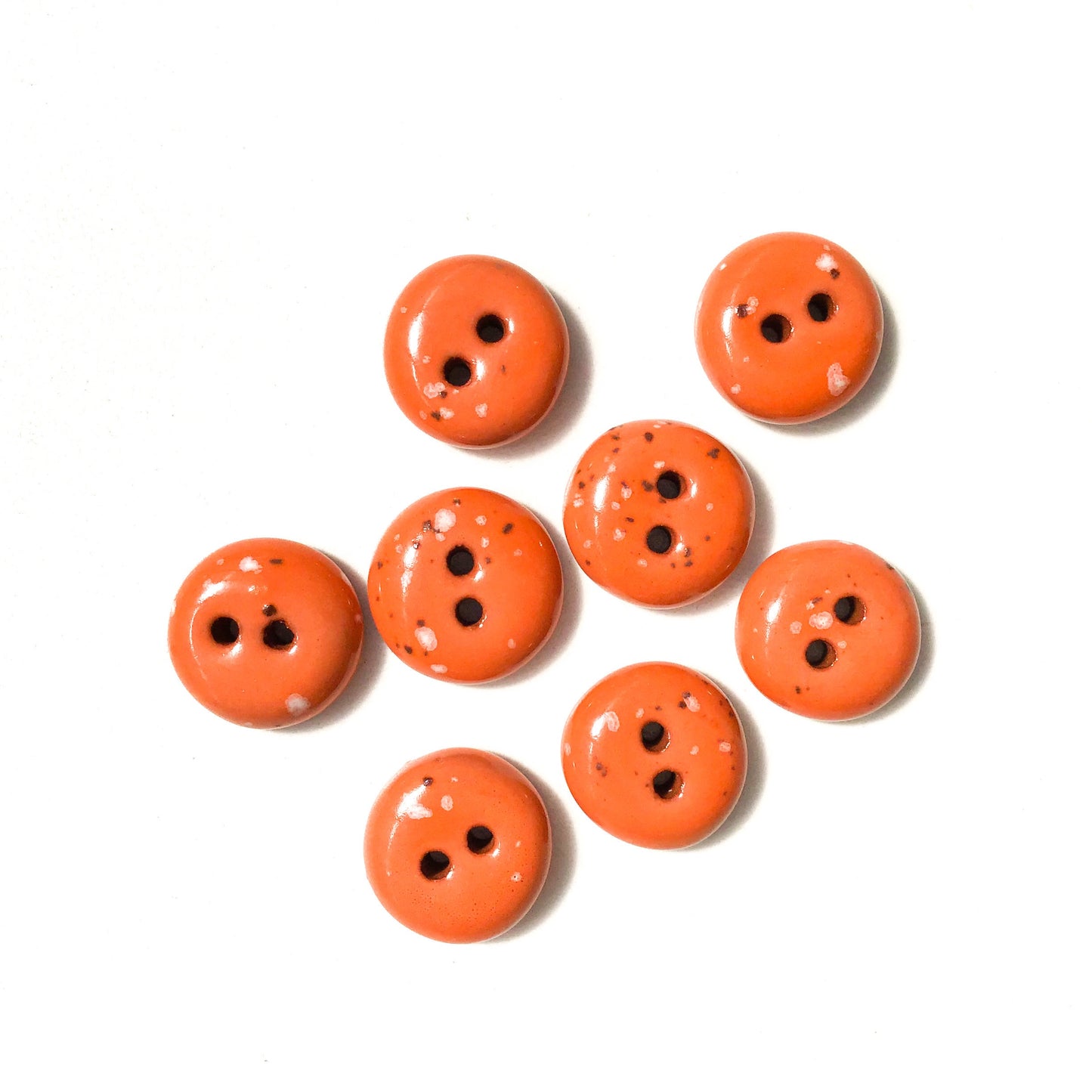 Speckled Orange Clay Buttons - Orange Clay Buttons - 9/16" - 8 Pack