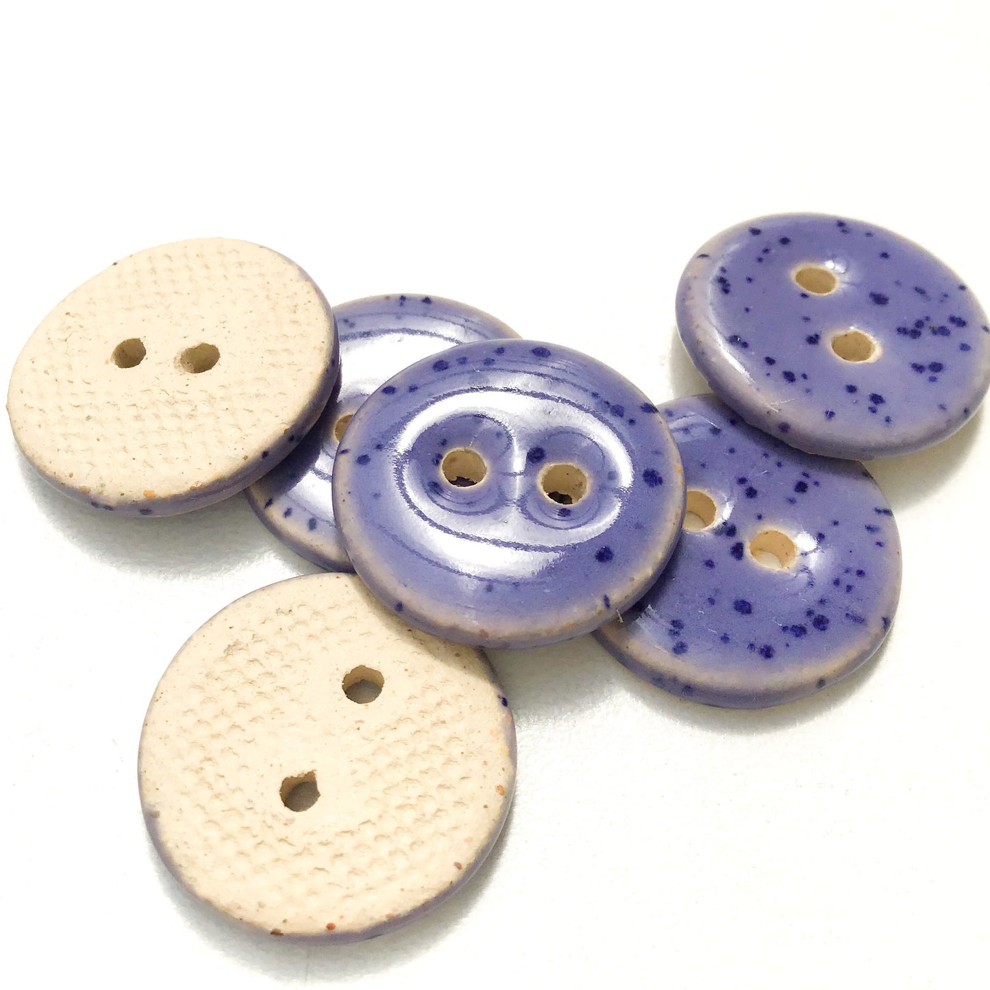 Speckled Purple Ceramic Buttons - Purple Clay Buttons - 3/4" - 6 Pack
