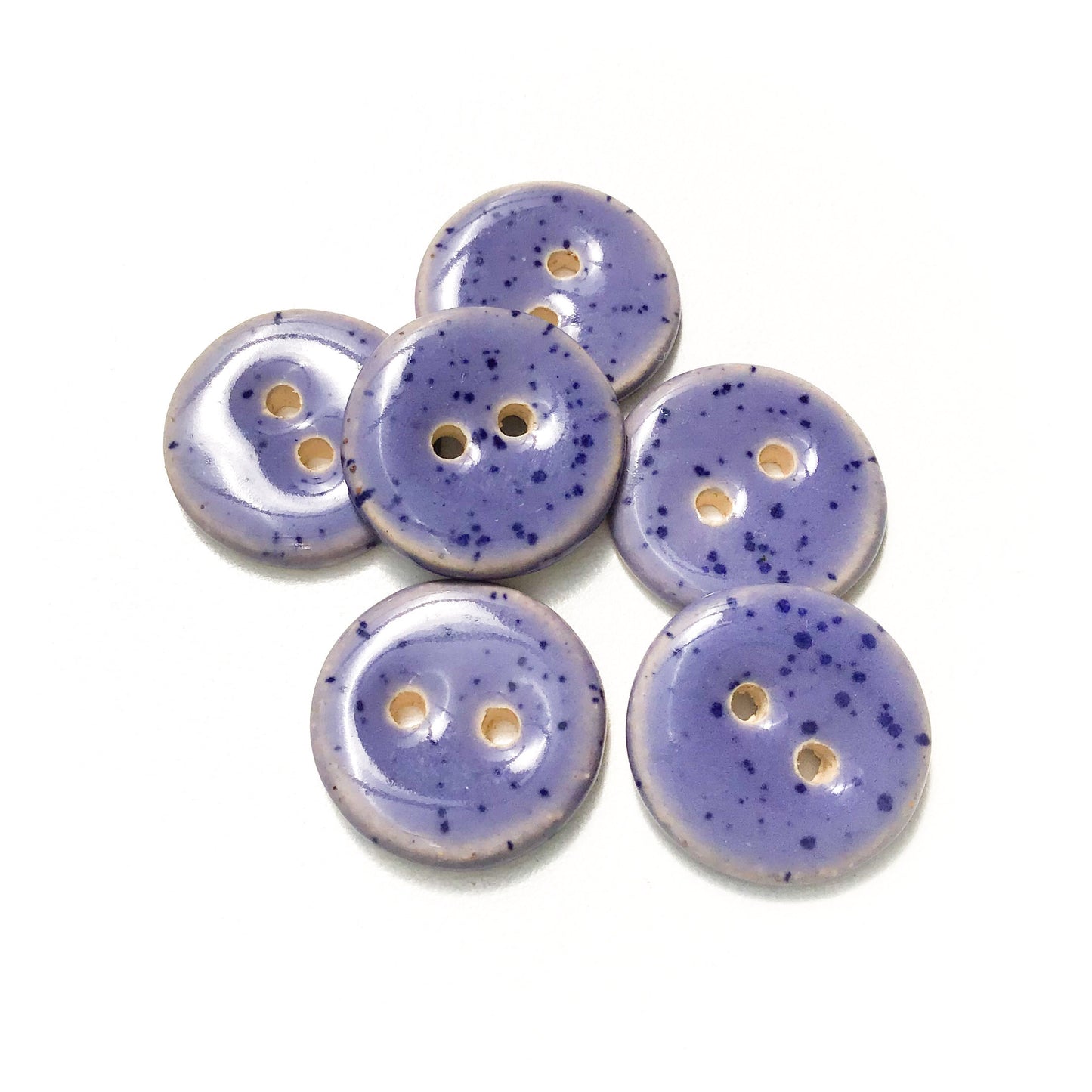 Speckled Purple Ceramic Buttons - Purple Clay Buttons - 3/4" - 6 Pack