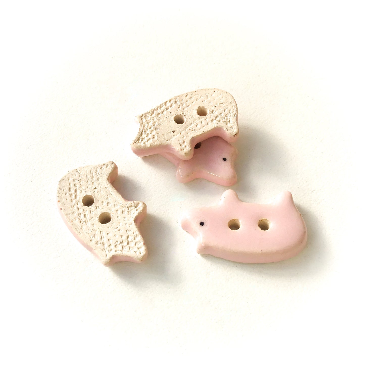 (Wholesale Accounts Only) 1 15/16" x 9/16" Pink Pig - rounded edge - buff clay