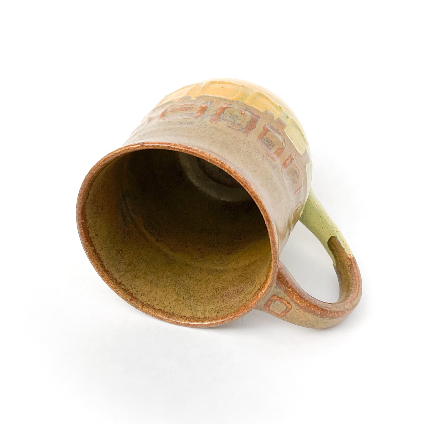 Copper, Honeydew Green & Orange Stoneware Mug - 12 ounce Ceramic Mug