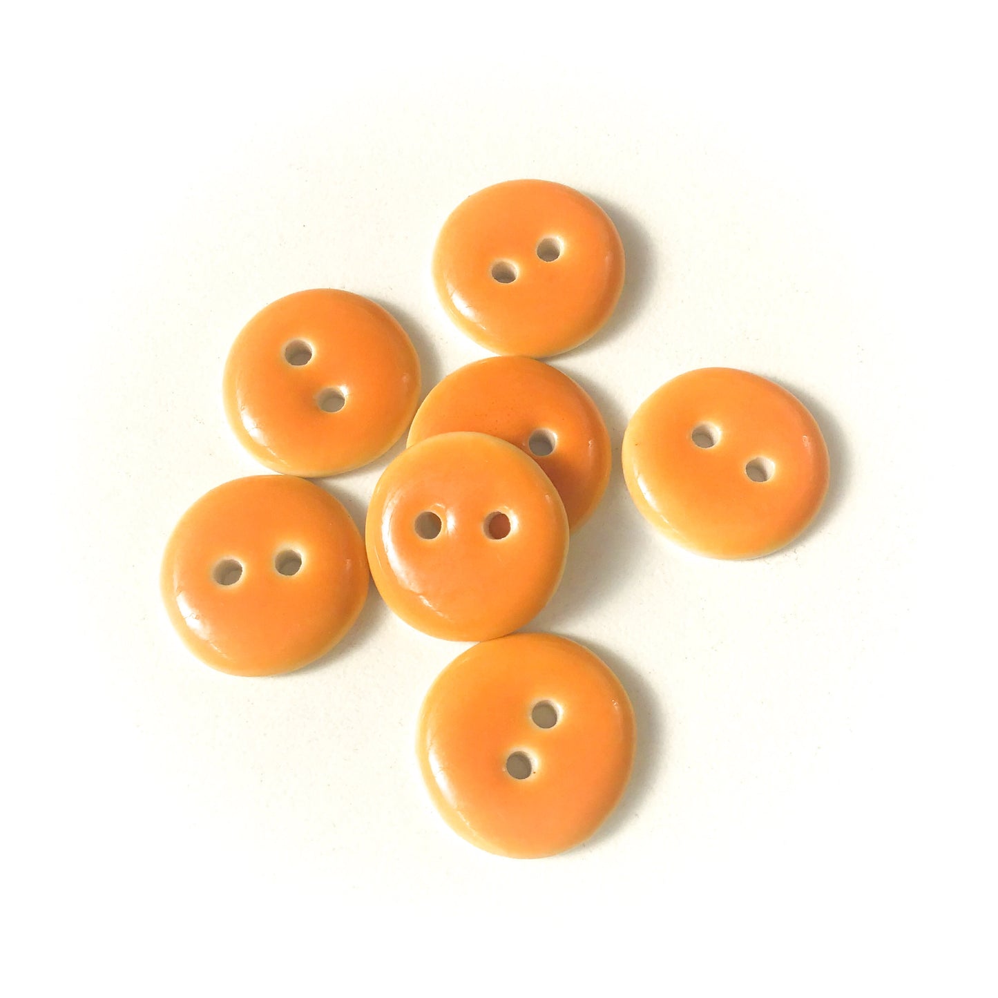 Bright Orange Porcelain Buttons - Orange Clay Buttons - 11/16" - 7 Pack