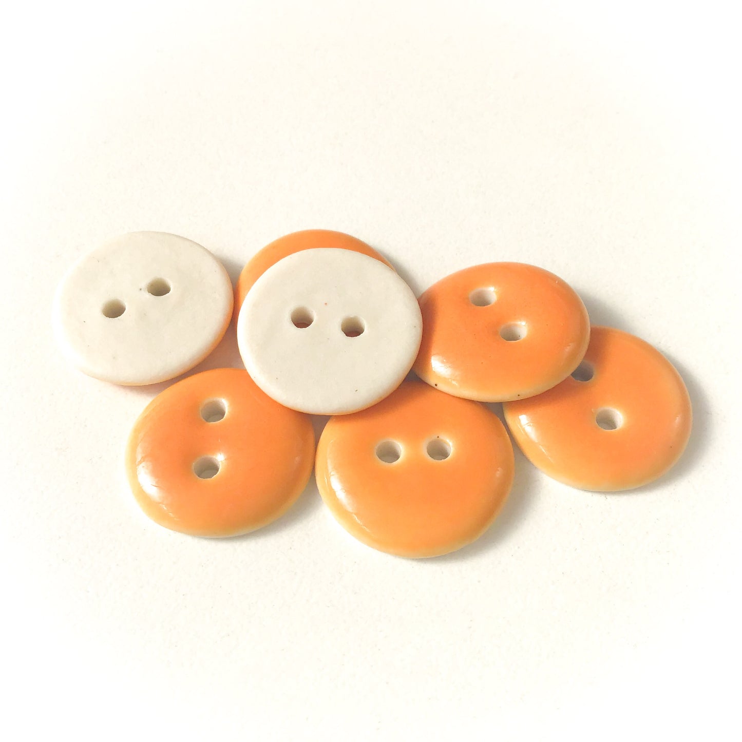 Bright Orange Porcelain Buttons - Orange Clay Buttons - 11/16" - 7 Pack