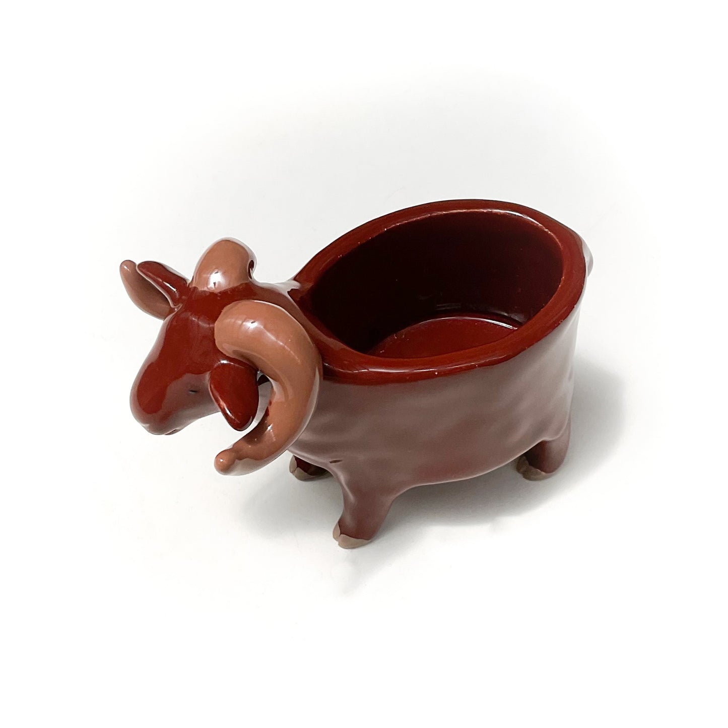 Chestnut Brown Sheep Pot - Ceramic Sheep Planter