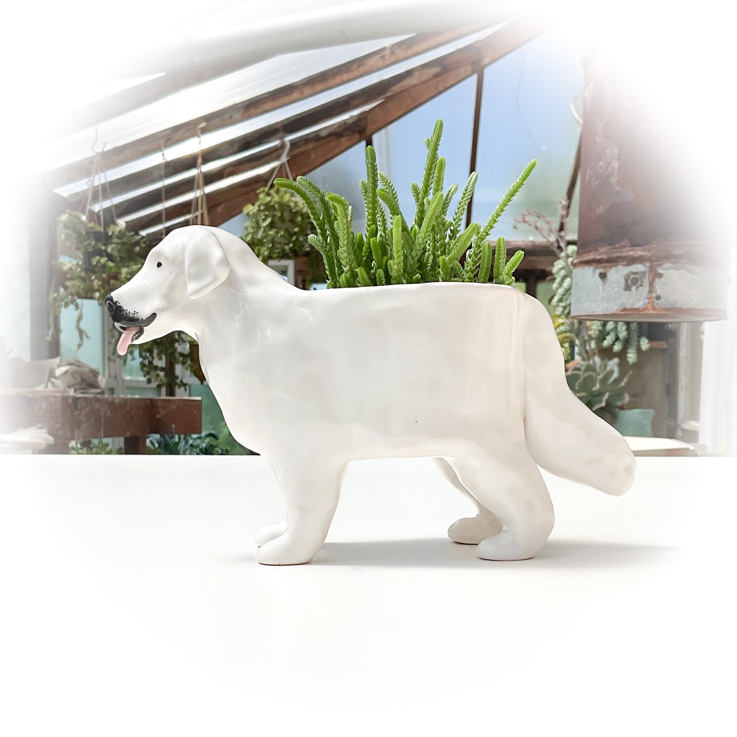 Great Pyrenees Dog Planter #2 - Ceramic Dog Plant Pot