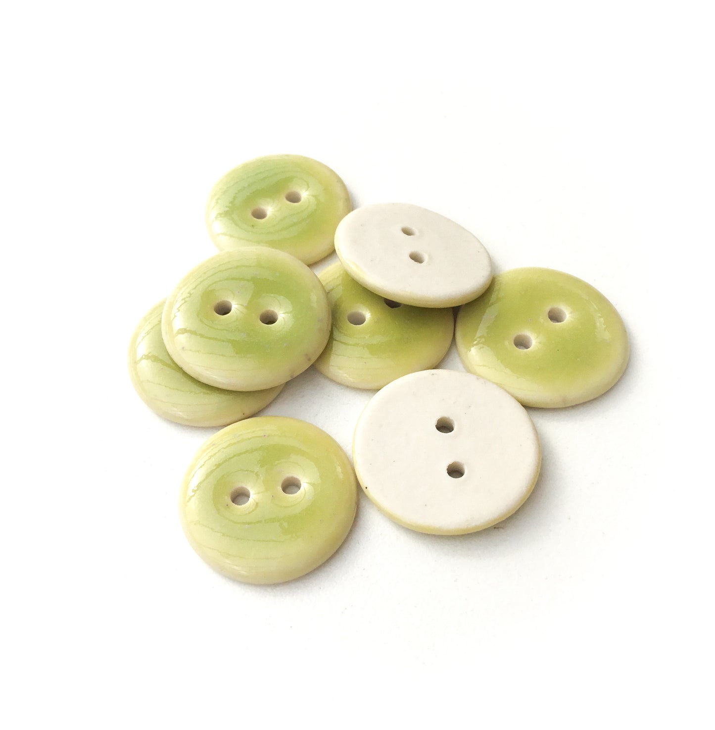 Lime Green Porcelain Buttons - Green Ceramic Buttons - 13/16" - 8 Pack