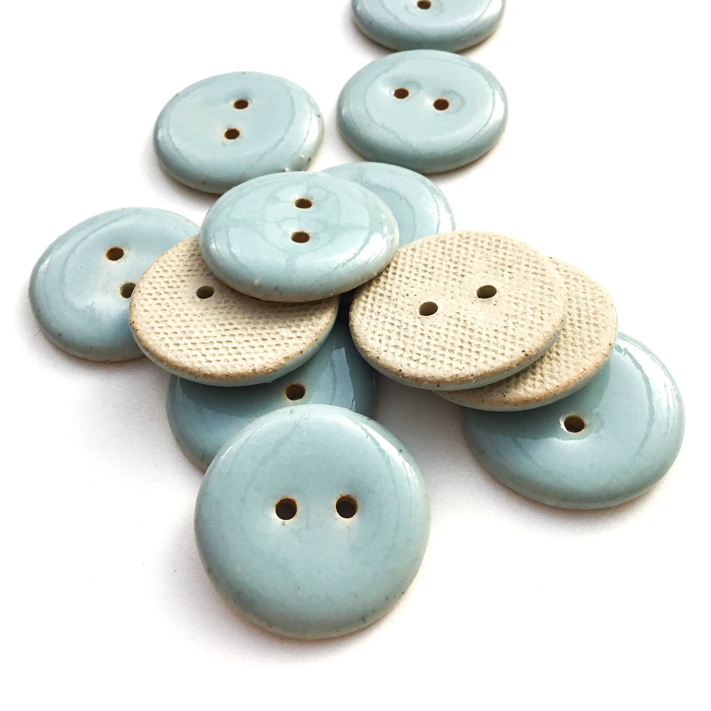 Blue-Gray Stoneware Buttons - 1 1/16"