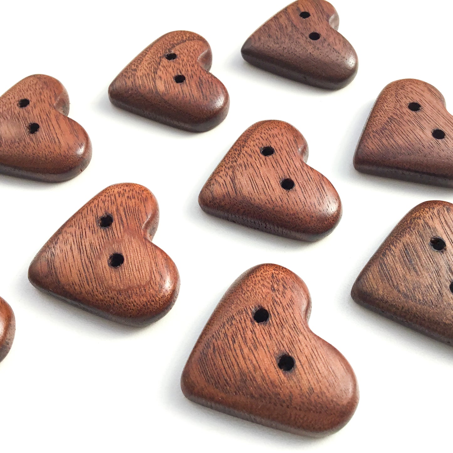 Chunky Black Walnut Heart Buttons - 1-1/2"