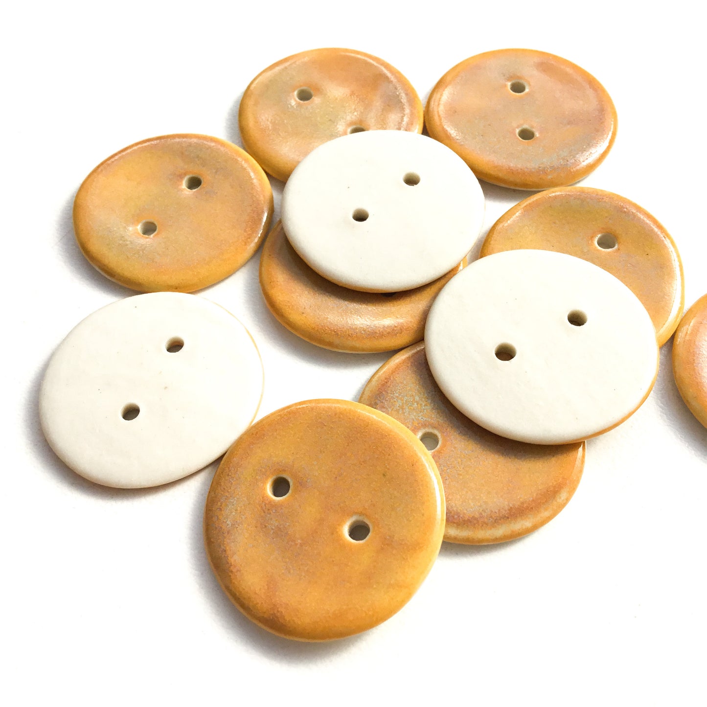 Iridescent Yellow-Orange Porcelain Buttons - 1"