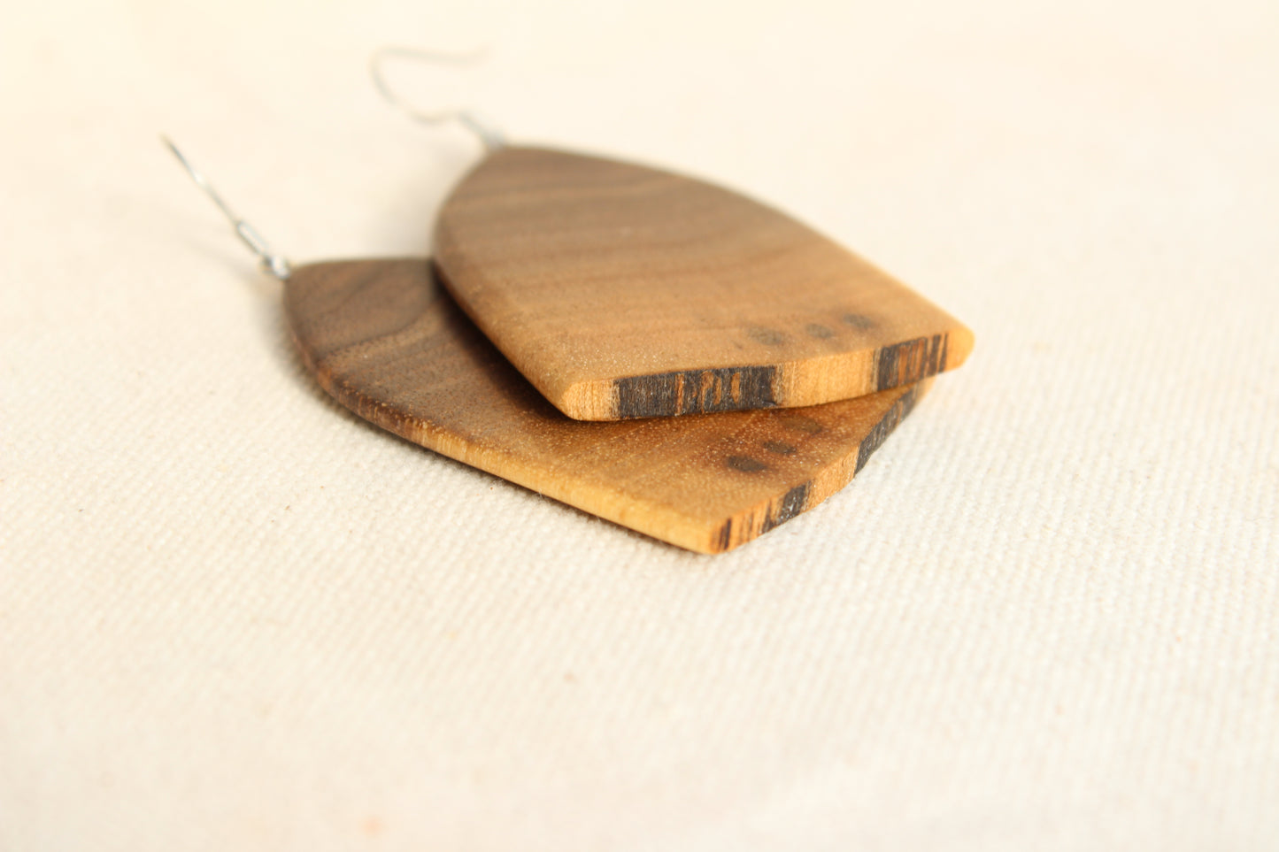 Natural Wooden Earrings - Black Walnut wood with live edge design