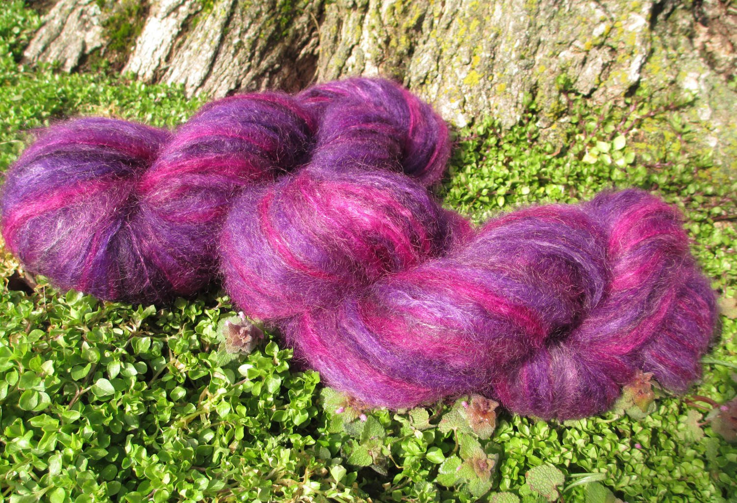 Hand dyed Mohair Yarn  - Brushed Mohair Yarn - Purple