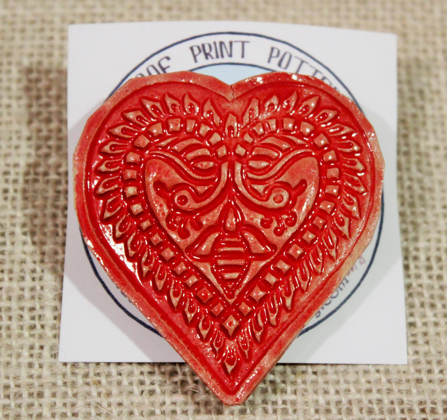 Ceramic Heart Barrette-Red