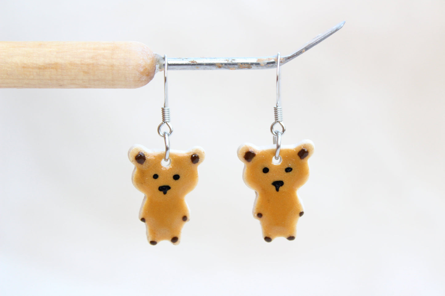 Teddy Bear Earrings - Little Brown Bear Earrings
