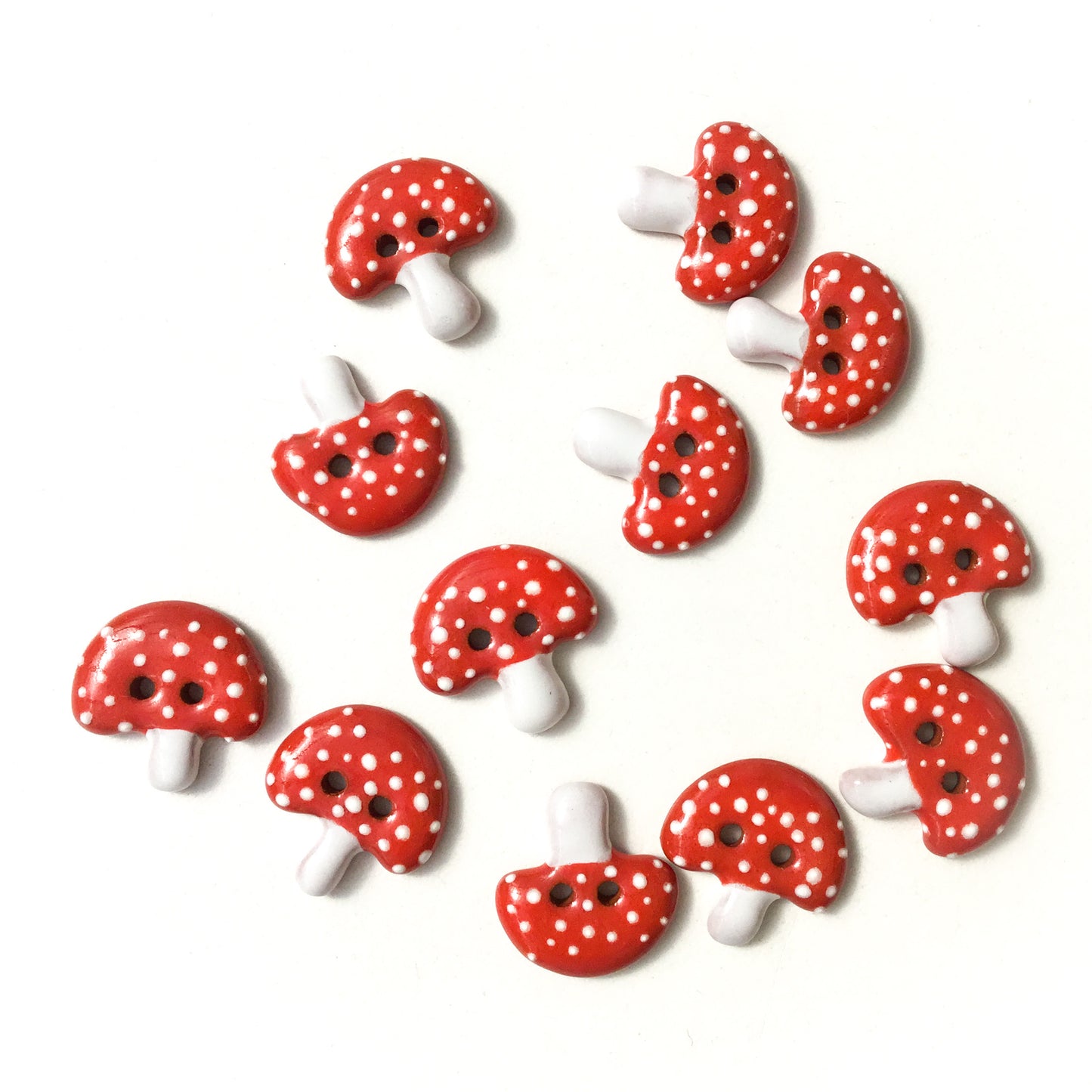 Red Mushroom Buttons - Ceramic Amanita Mushroom Buttons