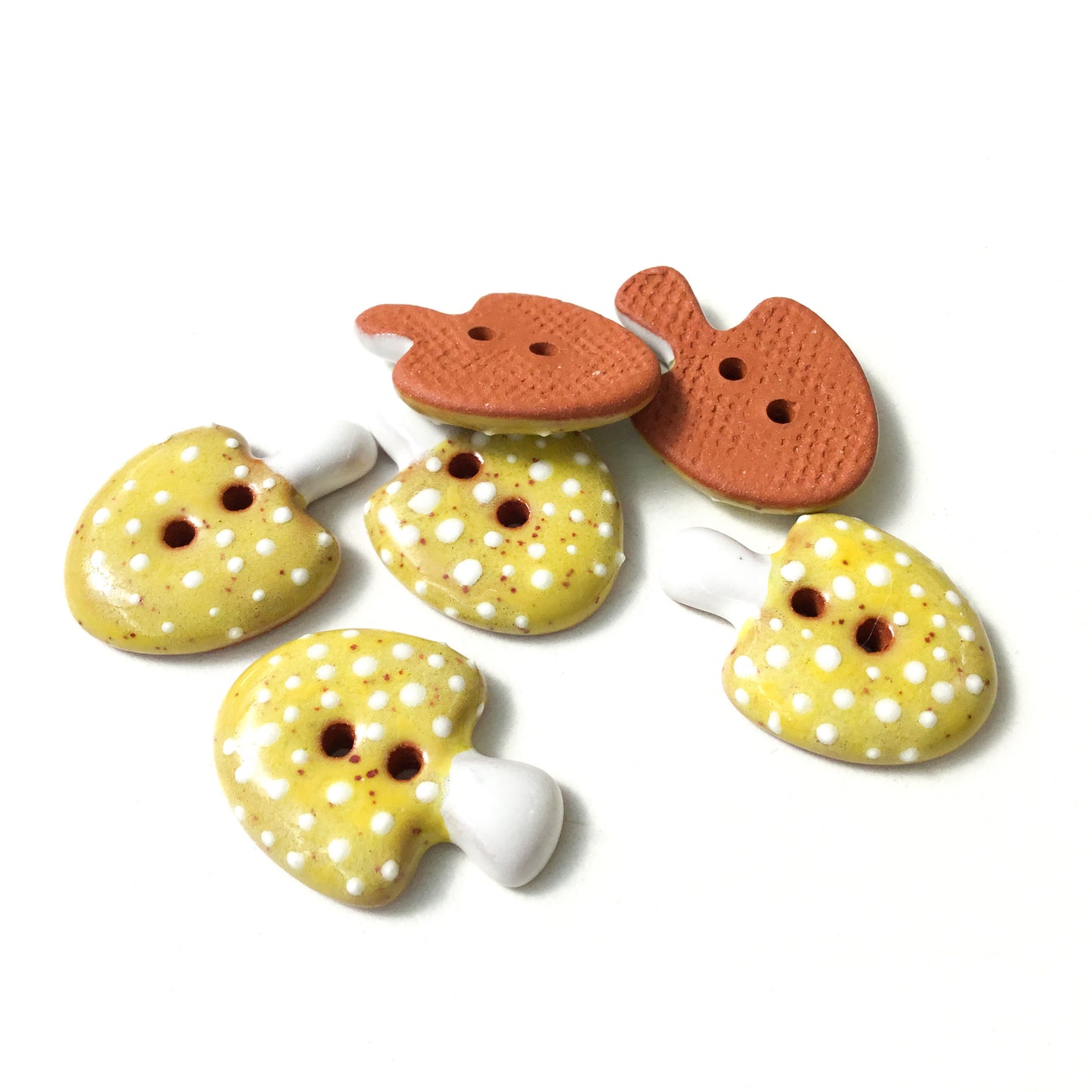 Yellow Mushroom Buttons - Ceramic Amanita Mushroom Buttons
