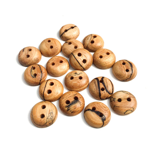 Lightly Spalted American Elm Wood Buttons - 3/4”